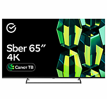 65" Телевизор Sber SDX 65U4125 черный 3840x2160, 4K Ultra HD, 60 Гц, Wi-Fi, Smart TV, Салют ТВ