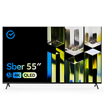 55" Телевизор Sber SDX 55UQ5230T QLED черный 3840x2160, 4K Ultra HD, 60 Гц, Wi-Fi, Smart TV, Салют ТВ