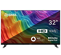 32" Телевизор Digma DM-LED32SBB32 черный 1366x768, HD, 60 Гц, Wi-Fi, Smart TV, Яндекс.ТВ